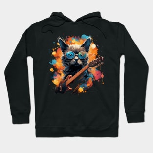 Tonkinese Cat Playing Guitar Hoodie